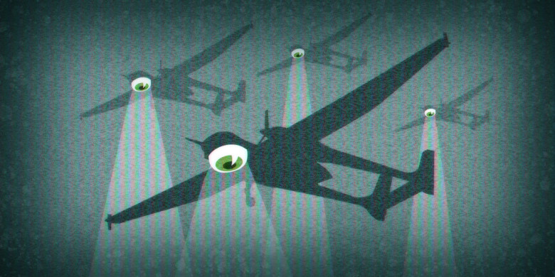 Several spying drones with eyeballs