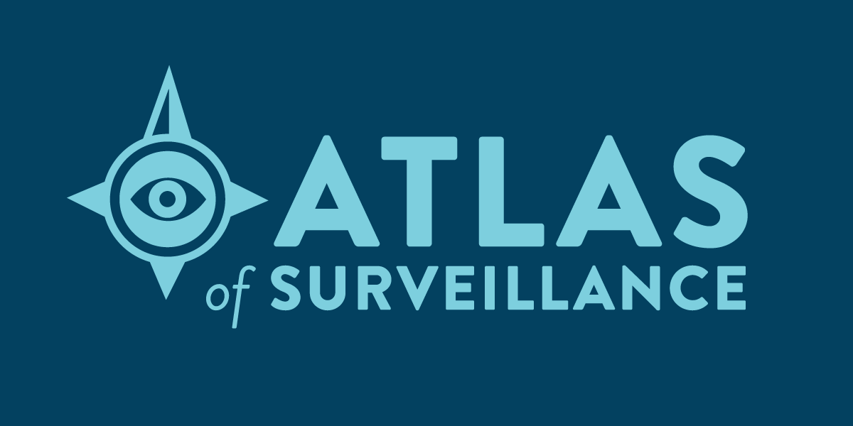 Atlas of Surveillance branding on blue
