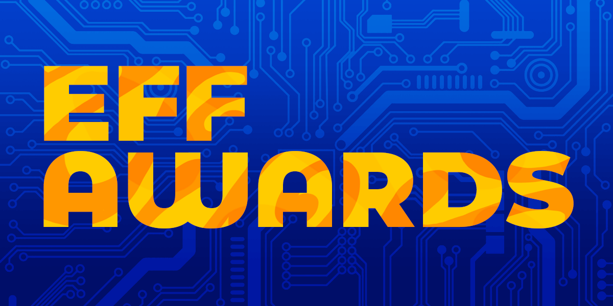 EFF Awards on a dark blue circuit board background