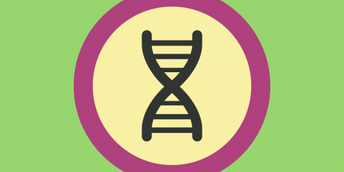 A DNA icon in a circle