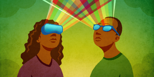 rainbow visions emerge from AR and XR user's headsets