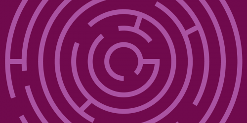onion-like circular maze on purple ground